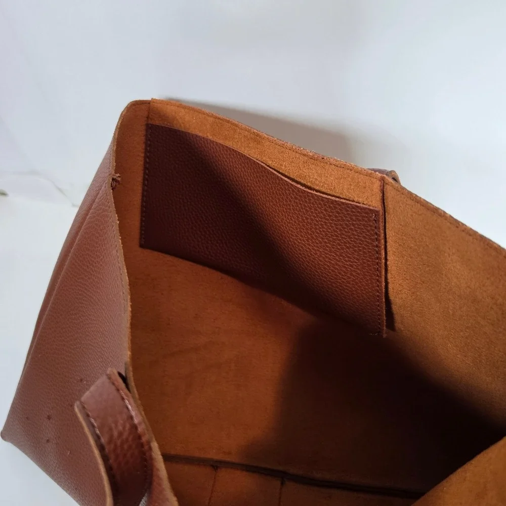 Vince Camuto Luck‎ Tote Brown Vegan Pebble Leather Shoulder Handbag FabFitFun